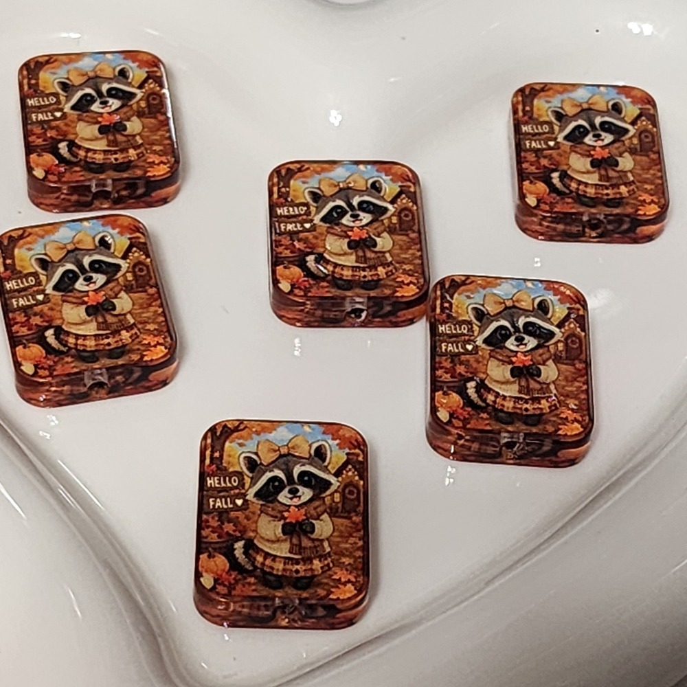 Hello Fall Raccoon Beads 2 Pcs Focal Bead Beaded Pen Jewelry Making Acrylic